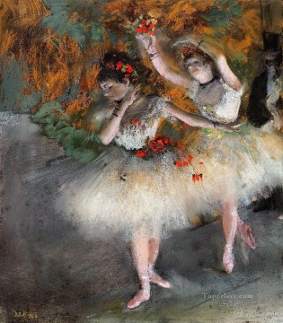 Dos bailarines entrando al escenario Edgar Degas Pinturas al óleo